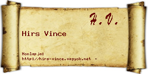 Hirs Vince névjegykártya