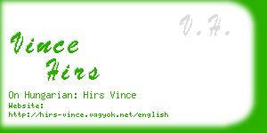 vince hirs business card